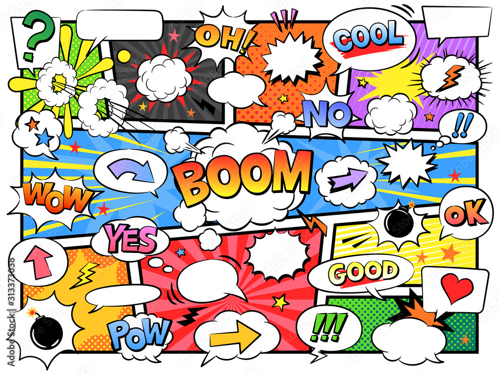 アメコミ風のフキダシとデザイン素材セット Arrow Wall Mural Arr Burao