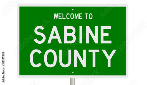 Fotografía Rendering of a green 3d highway sign for Sabine County