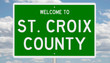 Rendering of a green 3d highway sign for St. Croix County