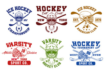 Wall Mural - stock vector retro hockey logo set. sports logo collection illustration