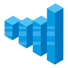 Poster - Blue bars graph icon. Isometric of blue bars graph vector icon for web design isolated on white background