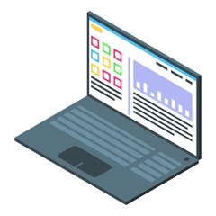 Poster - Working laptop icon. Isometric of working laptop vector icon for web design isolated on white background