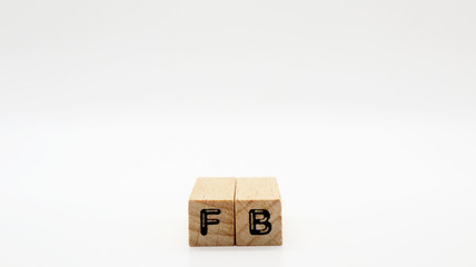 TOKYO, JAPAN. 2020 Jan 5th. Wooden Text Block of FB on Isolated Background