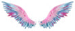 Beautiful magic watercolor blue pink wings