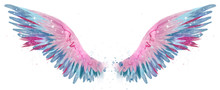 Beautiful Magic Watercolor Blue Pink Wings