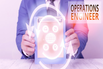 Poster - writing note showing operations engineer. business concept for analyze and design operation that wil