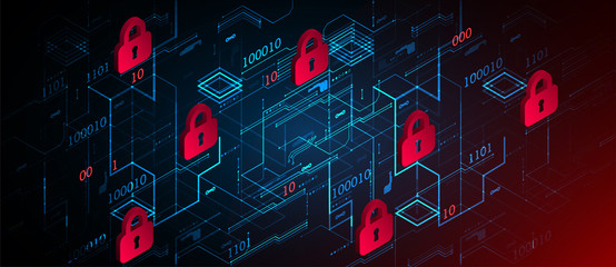 Fototapete - Protection background. Technology security, encode and decrypt.
