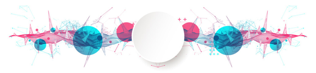 Wireframe science background with plexus effect. Futuristic vector illustration.