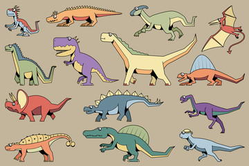 the illustration set of dinosaur.