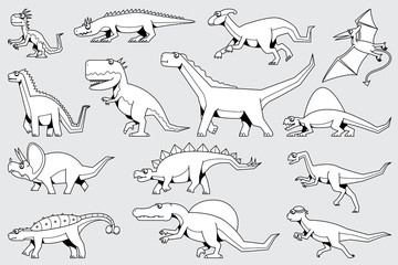 the illustration set of dinosaur.