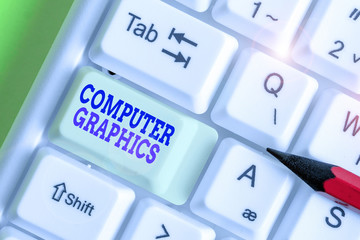 Fototapete - Text sign showing Computer Graphics. Business photo showcasing visual representations of data displayed on a monitor