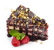 piece of chocolate and blackcurrant cake