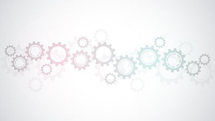 Poster - cogs and gear wheel mechanisms. hi-tech digital technology and engineering. abstract technical backg