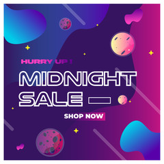 Wall Mural - Midnight Sale Template Design for Advertising text, banner and social media post. Ready to use and easy to customize. Vector Illustration