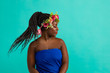 © Andrey Cherkasov - Young African model with a beautiful makeup in studio in vivid background