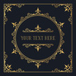 © Kirill - Hand drawn golden elegant squared frame with ornate borders and corners. Gold classic wedding invitation template. Vector isolated Victorian pattern.
