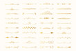 © Kirill - Collection of hand drawn golden text dividers. Calligraphic lines, vintage gold borders and wedding card breaks. Vector isolated flourish ink elements.