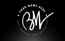 BW Handwritten Letters Logo Design With Circular Letter Pattern. Creative Handwritten Signature Logo Icon