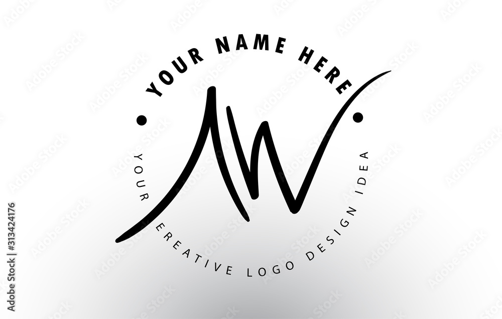 AW Handwritten Letters Logo Design with Circular Letter Pattern ...