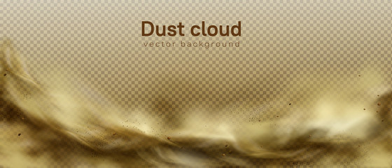 Wall Mural - desert sandstorm, brown dusty cloud or dry sand flying with gust of wind, big explosion realistic te