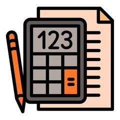 Poster - School paper calculator icon. Outline school paper calculator vector icon for web design isolated on white background