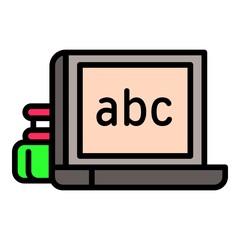 Poster - School laptop icon. Outline school laptop vector icon for web design isolated on white background