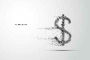 Poster - USD money icon. Shape from dots, particle style design. Illustration vector