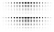 Set of gradient halftone dots backgrounds. Horizontal templates using halftone dots pattern. Vector illustration