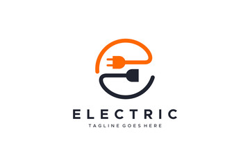 Poster - abstract letter e electricity logo. flat vector logo design template element