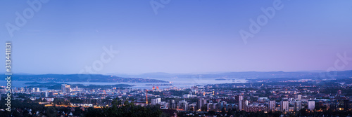 Panoramic view over oslo in the evening. Canvas Print