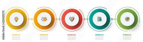 Timeline Infographic vector design label with marketing icons and 5 steps, circles Poster Mural XXL