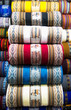 Peruvian traditional colourful native handicraft textile fabric,  Cusco,  Peru.
