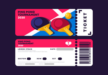 Wall Mural - vector illustration of the entrance ticket template for the ping pong tournament