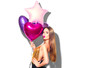 © Subbotina Anna - Valentine Beauty girl with red and pink air balloons laughing, isolated on white background. Beautiful Happy Young woman, holiday party. Joyful model posing, having fun, celebrating  Valentine's Day
