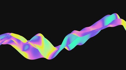 Poster - Looped animation. Abstract colorful wavy background in bright green, yellow, violet and pink colors. Modern colorful wallpaper. 3d rendering.