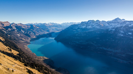 Wall Mural - scenic view of the swiss alps during late summer or autumn in the evening