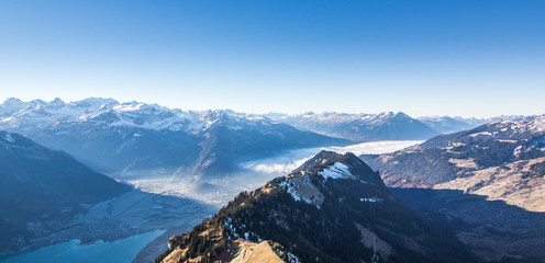 Wall Mural - scenic view of the swiss alps during late summer or autumn in the evening