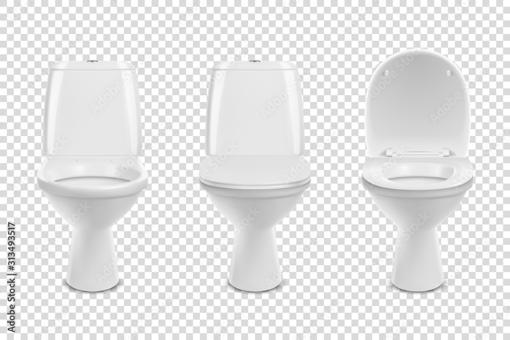 Vector 3d Realistic White eramic Toilet Icon Set Closeup Isolated on ...