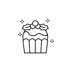 Poster - Cupcake, bakery icon. Simple line, outline vector of new year icons for ui and ux, website or mobile application