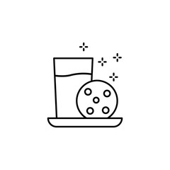 Poster - Milk, cookie icon. Simple line, outline vector of new year icons for ui and ux, website or mobile application