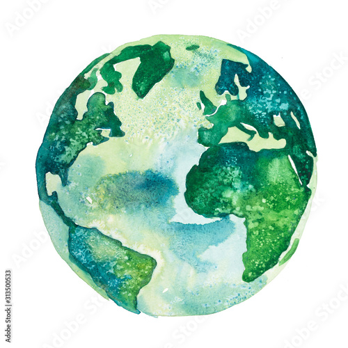 Cuadros en Lienzo Earth planet. View of America and Africa drawn in green colors