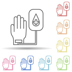 Aufkleber - Blood donation, hand in multi color style icon. Simple thin line, outline vector of blood donation icons for ui and ux, website or mobile application