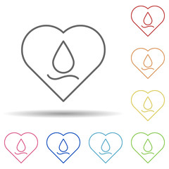 Aufkleber - Blood donation, heart in multi color style icon. Simple thin line, outline vector of blood donation icons for ui and ux, website or mobile application