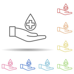 Aufkleber - Blood donation in multi color style icon. Simple thin line, outline vector of blood donation icons for ui and ux, website or mobile application