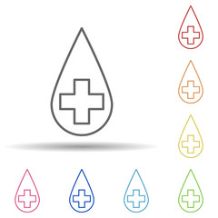 Aufkleber - Blood type in multi color style icon. Simple thin line, outline vector of blood donation icons for ui and ux, website or mobile application