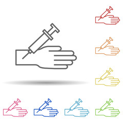 Poster - hand, blood in multi color style icon. simple thin line, outline vector of blood donation icons for 