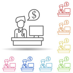 Aufkleber - Corporate and business, banking, employees in multi color style icon. Simple thin line, outline vector of blood donation icons for ui and ux, website or mobile application