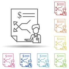 Aufkleber - Corporate and business, analytics, business man, graph, report in multi color style icon. Simple thin line, outline vector of blood donation icons for ui and ux, website or mobile