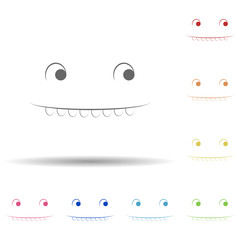 Poster - Show teeth face in multi color style icon. Simple thin line, outline vector of smile icons for ui and ux, website or mobile application