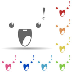Poster - Show teeth face in multi color style icon. Simple thin line, outline vector of smile icons for ui and ux, website or mobile application